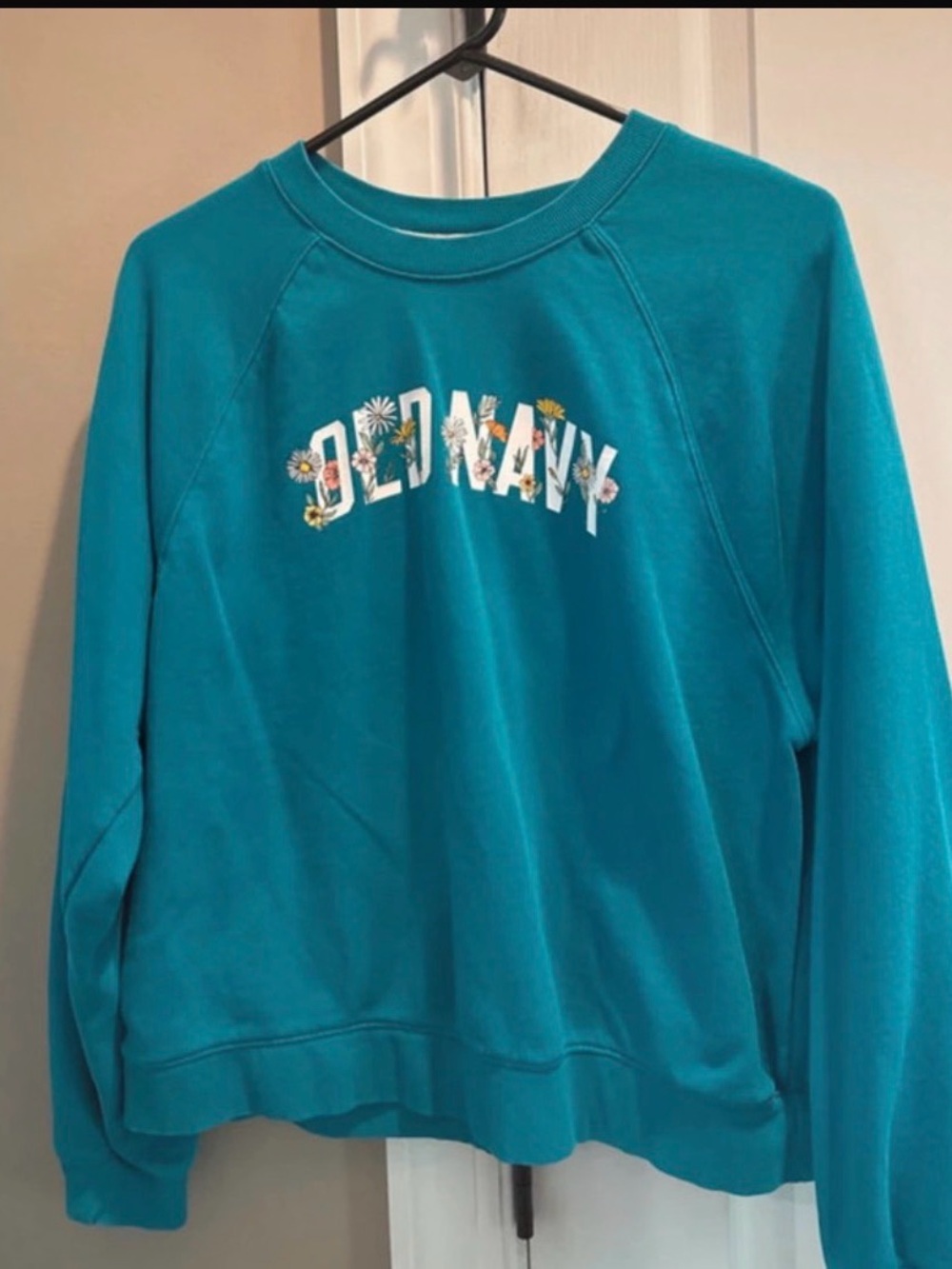 Old Navy Teal Floral Logo Sweatshirt